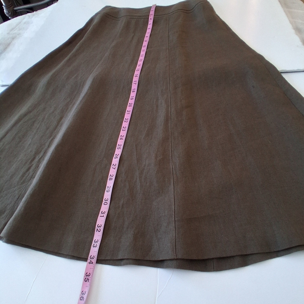 Talbots Irish Linen A-line Midi Skirt Sz 10 Cocoa Brown - Picture 7 of 9